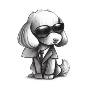 Cartoon dog in suit and sunglasses - Who Are Shooting The Dog Doodle